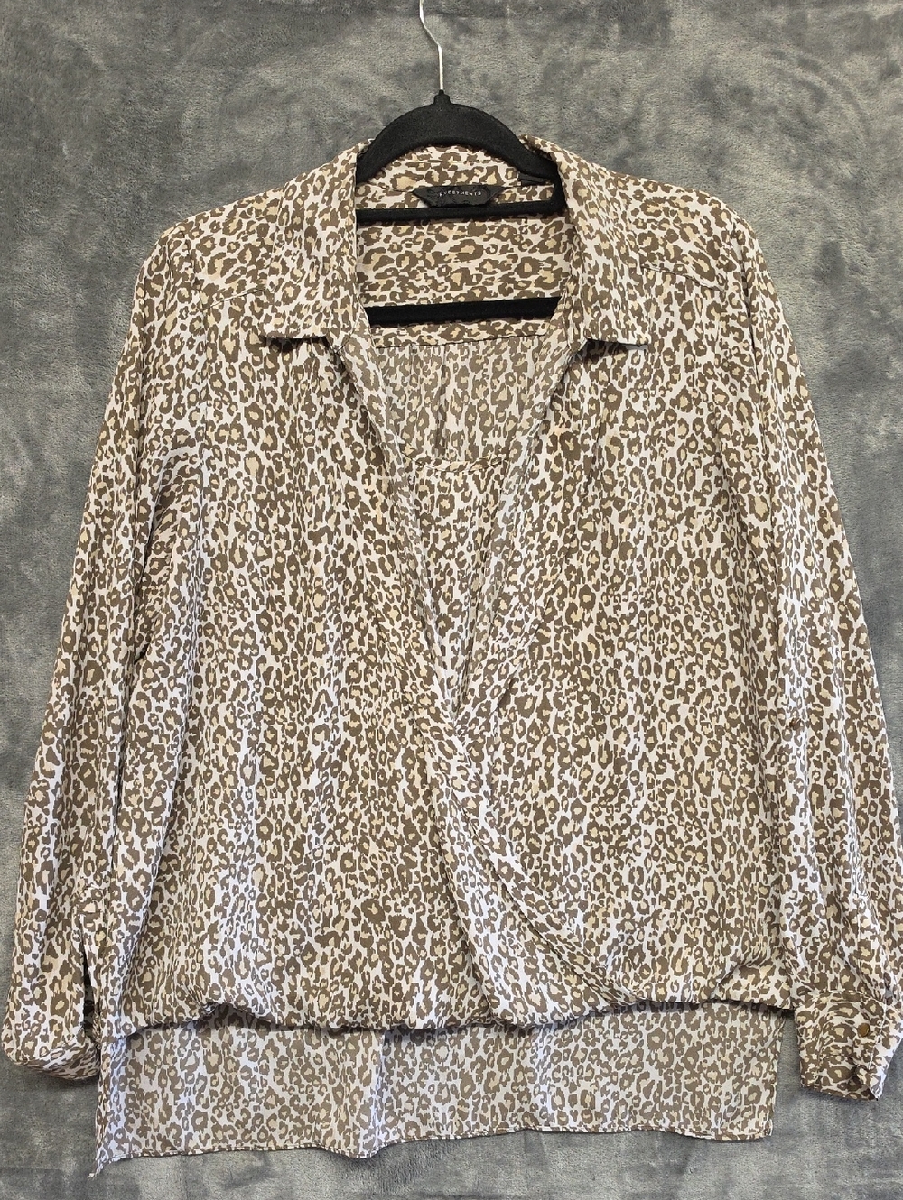 Investments Beige and White Leopard Print Blouse